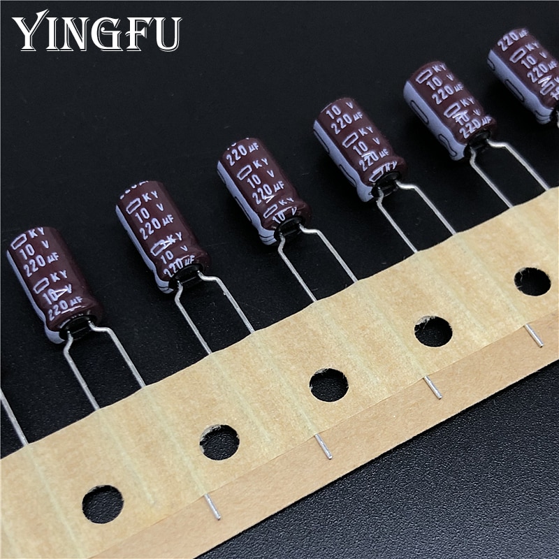10 stk 220uf 10v nippon ncc ky series 6.3 x 11mm lav esr 10 v 220uf aluminium elektrolytkondensator