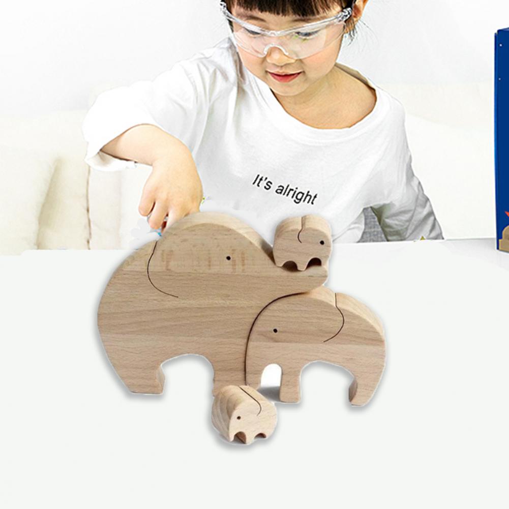 1Pcs Display Mold Houten Olifant Moeder En Kind Beste Moeder In De Wereld Gedrukt Hout Desktop Ornament Voor kids