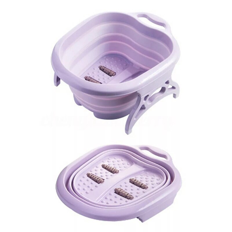 Składane wiadro robić moczenia stóp plastikowe przenośne wanny piankowe wiadro robić masażu sauna domowa wanna Pedicure wanna: purpurowy