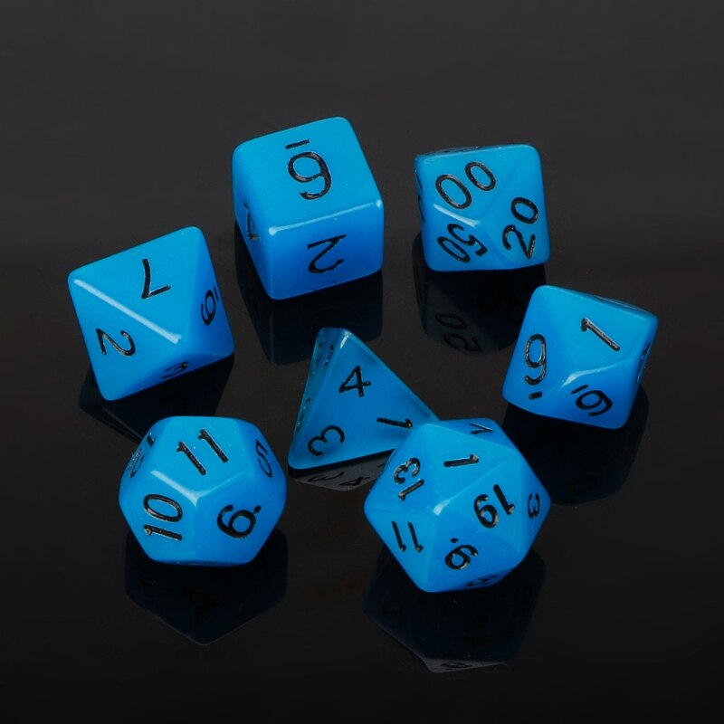 7 stk multilaterale 15mm transparente terninger rundt hjørne bærbart bordspill