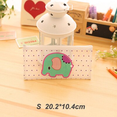 Cartoon Elephant PVC file bag pencil case file folder documents filling bag office school suppllies stationery bag: S