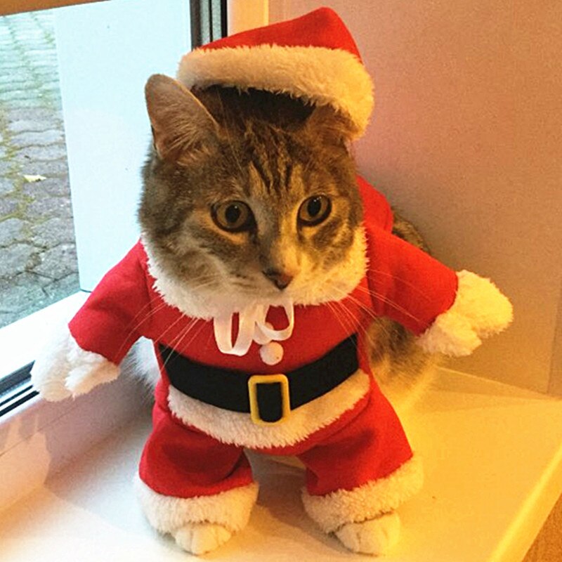 Christmas Cat Costumes Funny Santa Claus Clothes F. Grandado