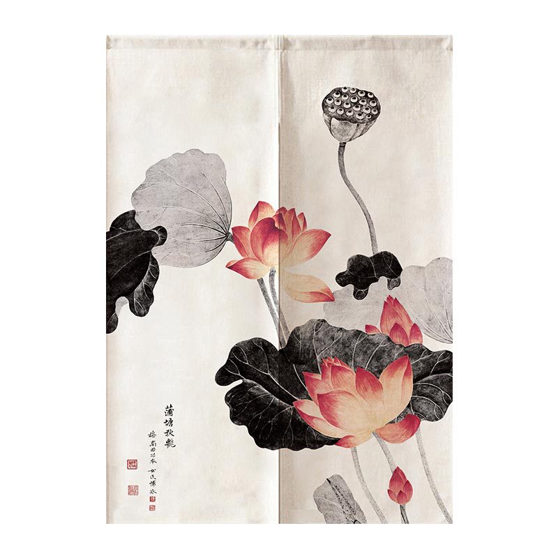 Rideau Feng Shui de porte en Lotus | rideau chinois de porte, salon Restaurant cuisine demi-rideau: 6 / 85x120cm