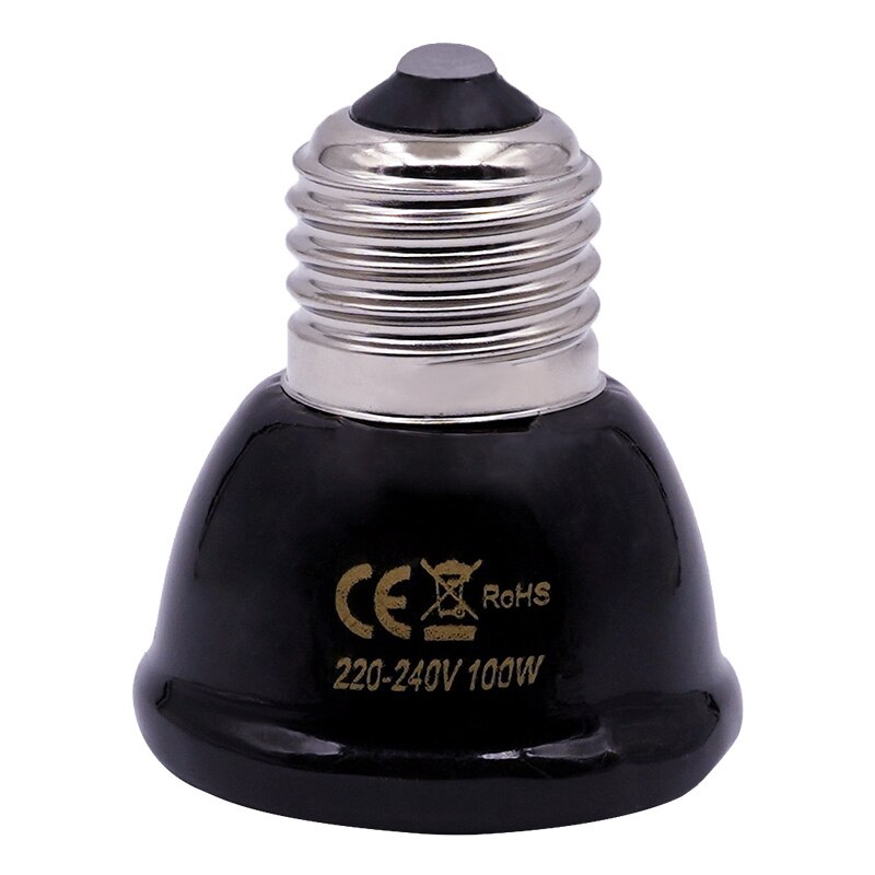 25W 50W 75W 100W E27 lampada riscaldante per animali domestici lampadina a infrarossi in ceramica nera a infrarossi lampadina per animali domestici lampada per rettili 220-230V: 100w