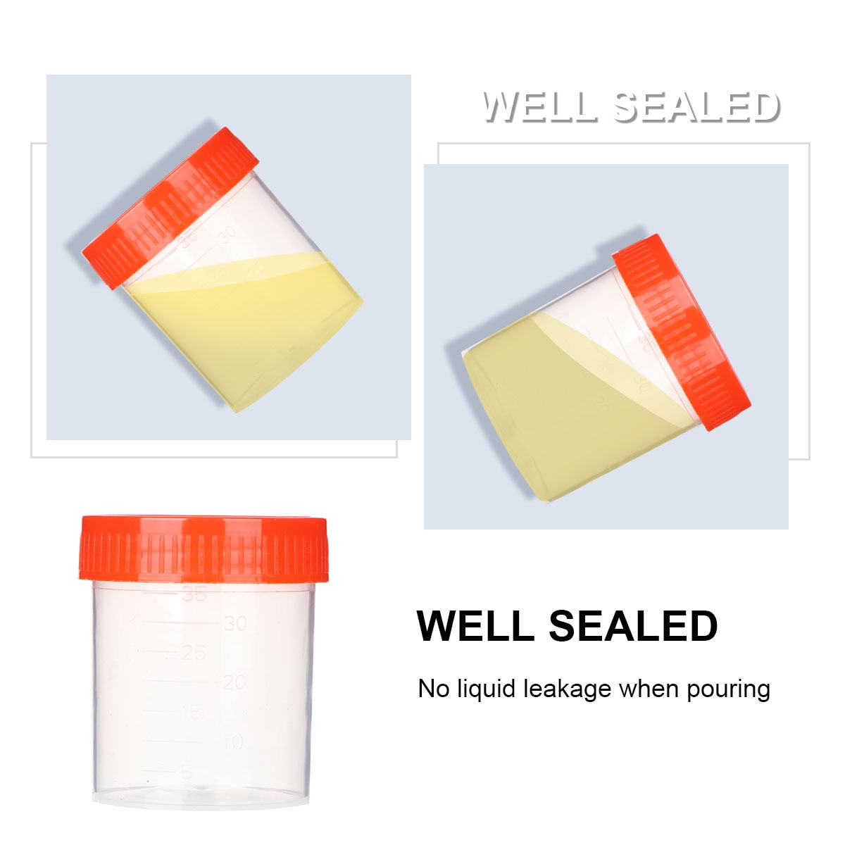 50 Pcs/1 Pack 40ml Plastic Specimen Sampling Cup Practical Urine Sealed Container with Spiral Cover for Laboratory Use