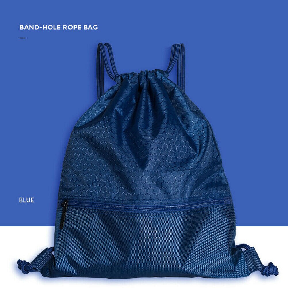 String Koord Rugzak Cinch Pack Bag Gym Tote School Sport Zak Reizen: Blauw