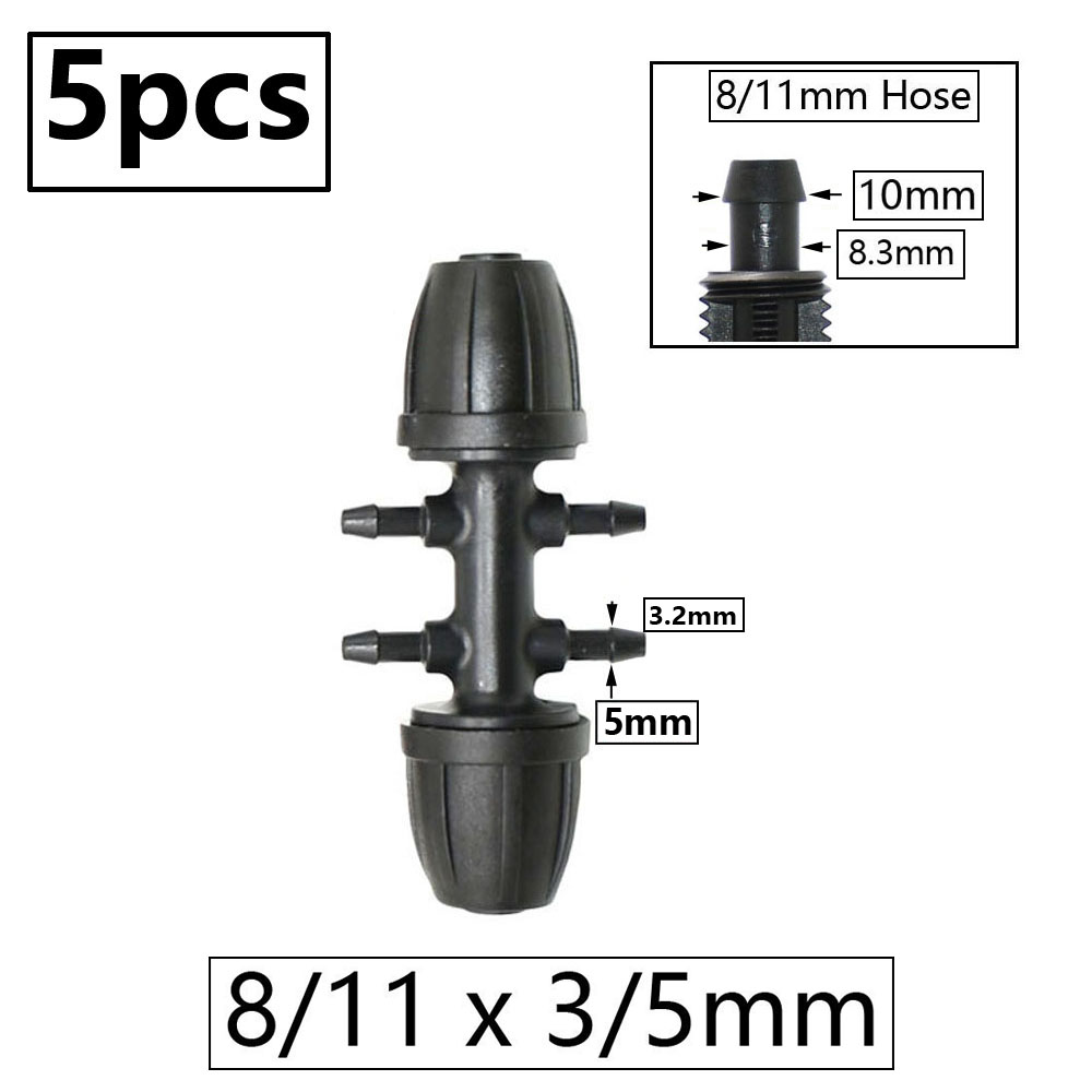 3/8" Bewässerung Gartenschlauch Anschluss 8/11 4/7 3/5mm Schlauch Reduzierstück gemeinsam T-Stück Winkel Endstopfen Tropfbewässerungssystem passend zu: Schwarz