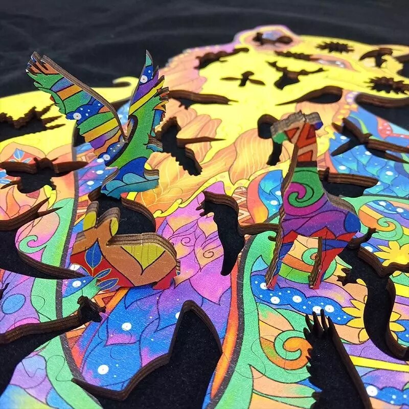Adult Wooden Animal Puzzle DIY Size A3/4/5 Each Piece Is An Animal-Shaped Wooden Puzzle with A Wooden Box Birthday