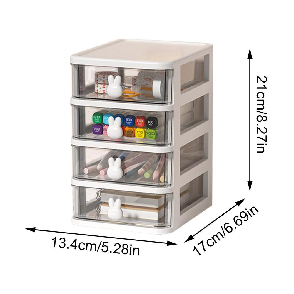 Small Desk Organizer 4 Tier Clear Cosmetic Makeup Organizer Table Organizer With Drawer Desktop Storage Drawers For Arts Crafts: GRAY