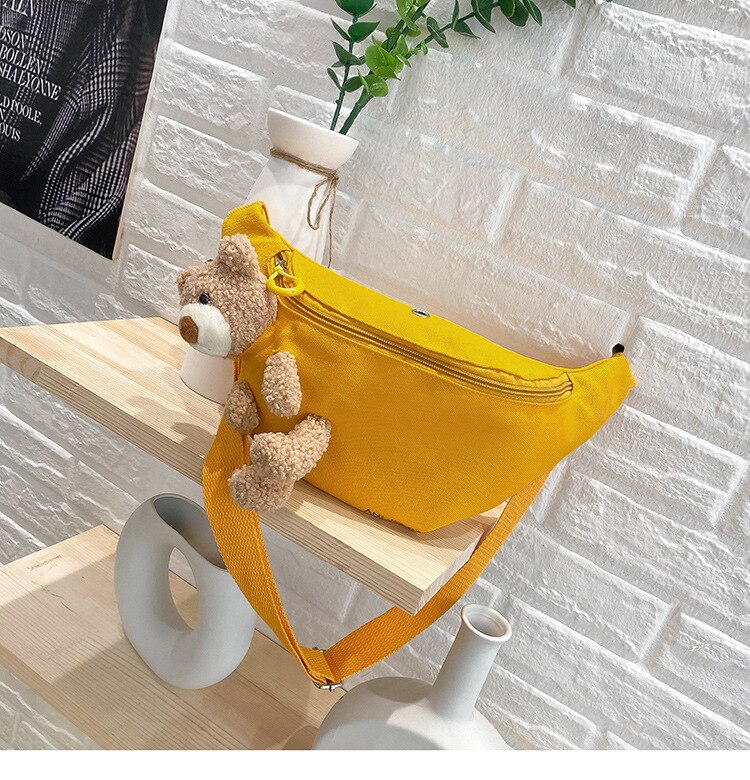 Trend Ladies Messenger Cute Canvas Chest Bag Small Fresh Girl Single Shoulder Multi-function Mobile Phone Bags: Yellow