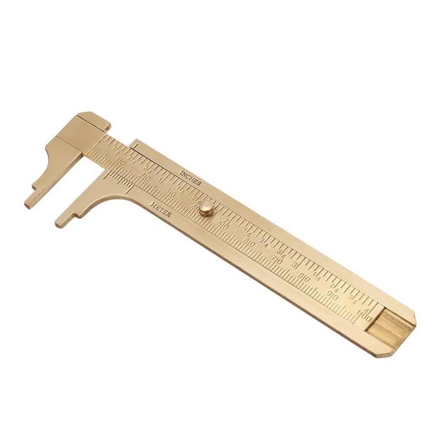Sliding Brass Vernier Caliper Vernier Caliper Measuring Tool Ruler mm and Inch Double Scales Brass Vernier Caliper: White