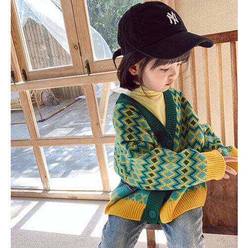 Primavera autunno ragazze ragazzi maglione verde abbigliamento per bambini maglieria Cardigan per bambini abbigliamento per bambini cappotti Casual per bambini lavorati a maglia: 120cm