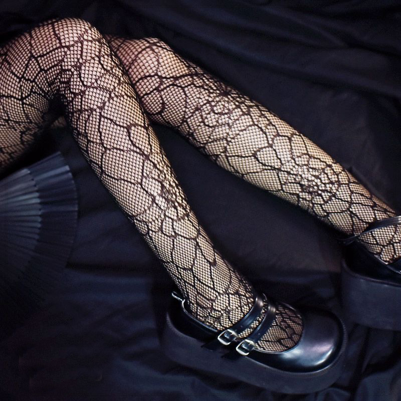 Primavera Estate Sottile Party Club Collant Scuro Scavato Calze A Rete Donne Gotico Spider Web Rete di Pesce Collant di Seta Nera