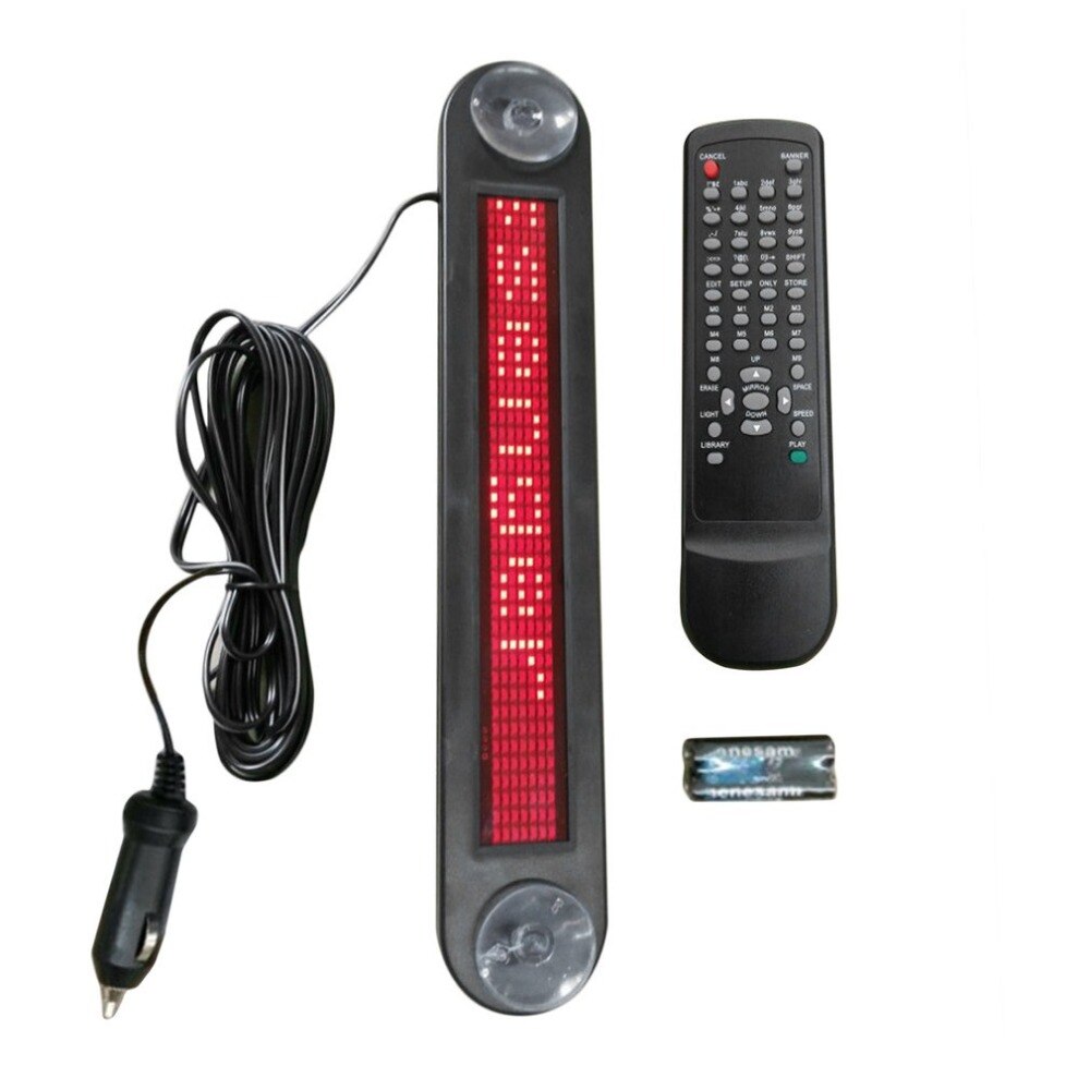 12V LED Car Sign Programmable Scrolling Red Message Sign Board With Remote Control Mini Advertising LED Screen 7x40 Dots