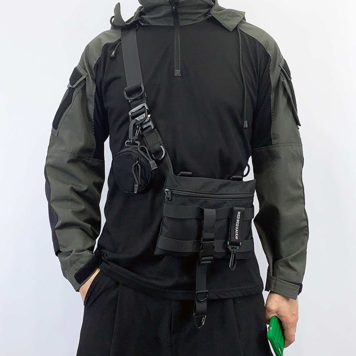 Techwear Stil Punk Hüfte hüpfen Brust Tasche Taktische Taille Gürtel Tasche Männer Frauen Multi Funktion Straße lässig Sport Crossbody Schlinge Tasche