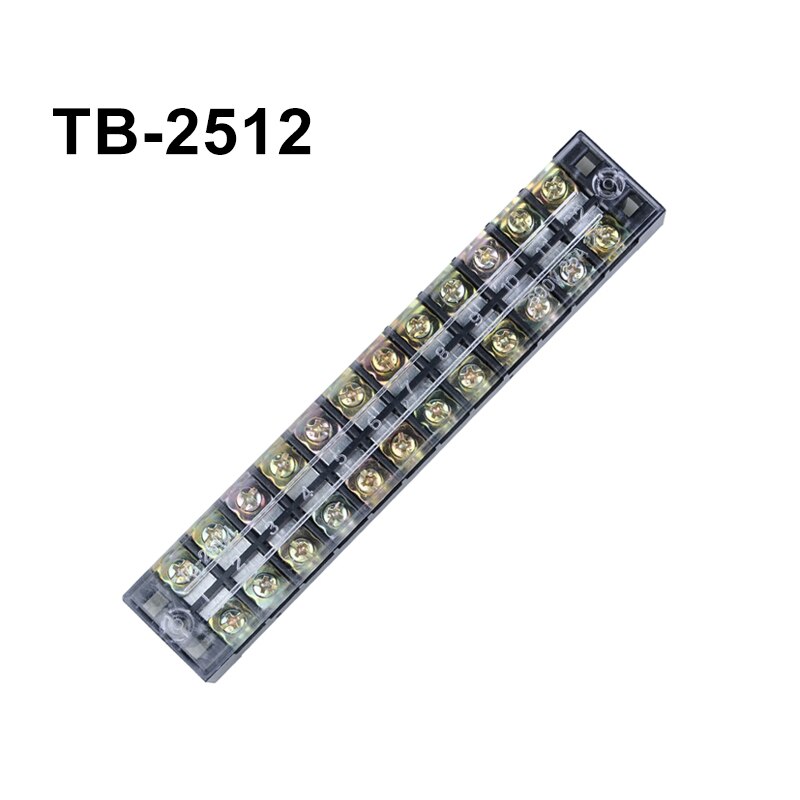 1Pc Dual Row Barrier Screw Terminal Block TB-2506 Strip Wire Connector 600V 3/4/5/6/10/12 Paralleler Position Electric Box 2512: TB2512 / Copper Conductor