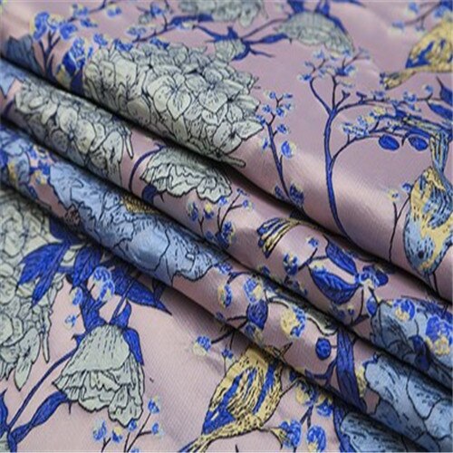 SASKIA 1 Meter Bloem Jacquard Brodace Stof Vogels Stoffen Afrikaanse Kant Materiaal Naaien Op Vrouwen Jurk Kleding Jas Patchwok: royal blue