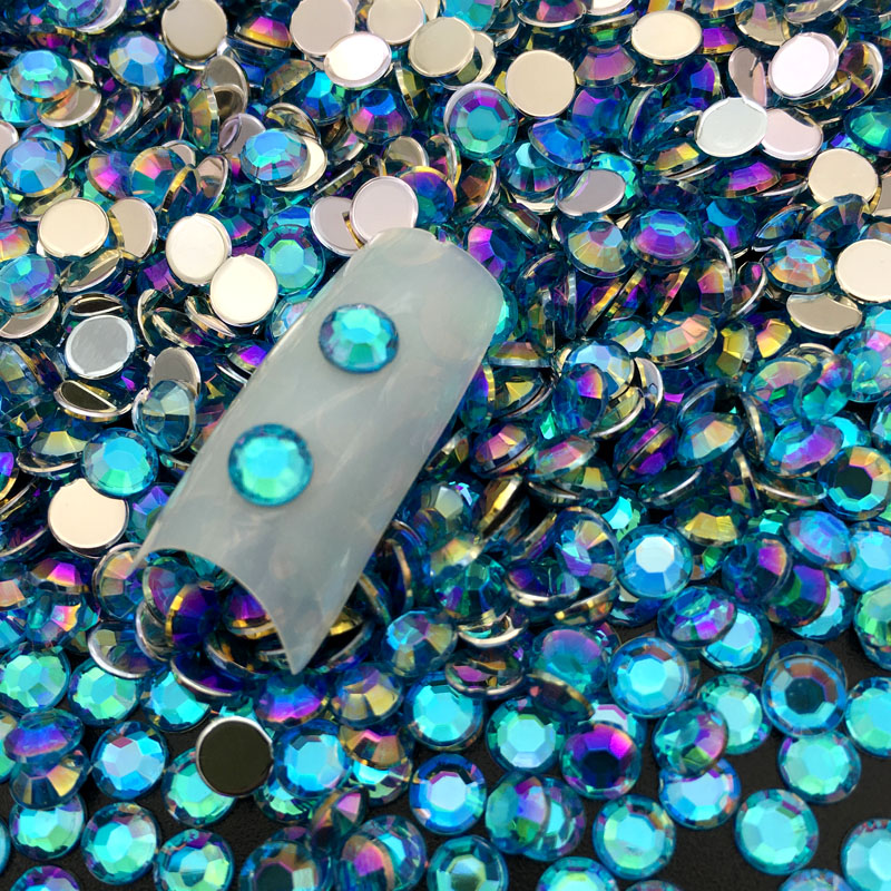 60 stuks/pak 5mm diy 3d nail art acryl ronde glitter strass steentjes plaat uv gel polish tips edelsteen sticker manicure decal decoratie: 05