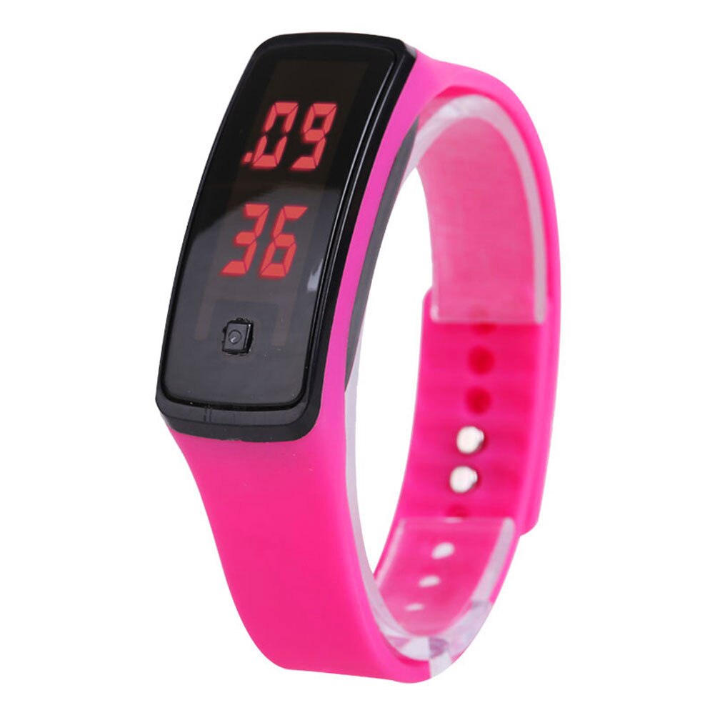 De deporte de de las mujeres relojes Color caramelo de goma de silicona de pantalla táctil Digital relojes resistente al agua reloj de pulsera BMF88: Rose Red