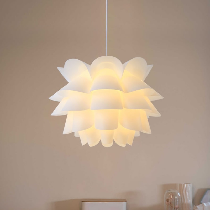 Moderne abat-jour lustre blanc/jaune plafonnier ombre bricolage salon pendentif lumière accessoires pour la maison: C