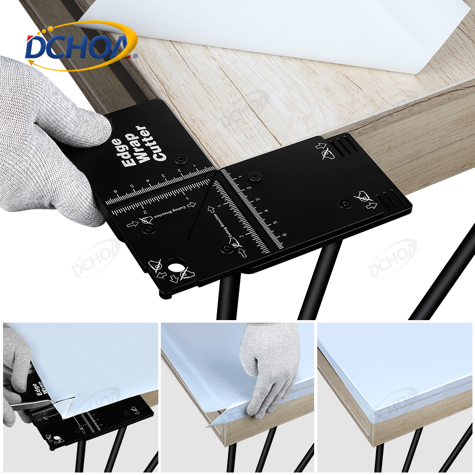 DCHOA Edge Vinyl Wrap Cutter Aid Tool Tint Film Cutting Template for Wrapping Applications furniture corners Aluminum Alloy tool