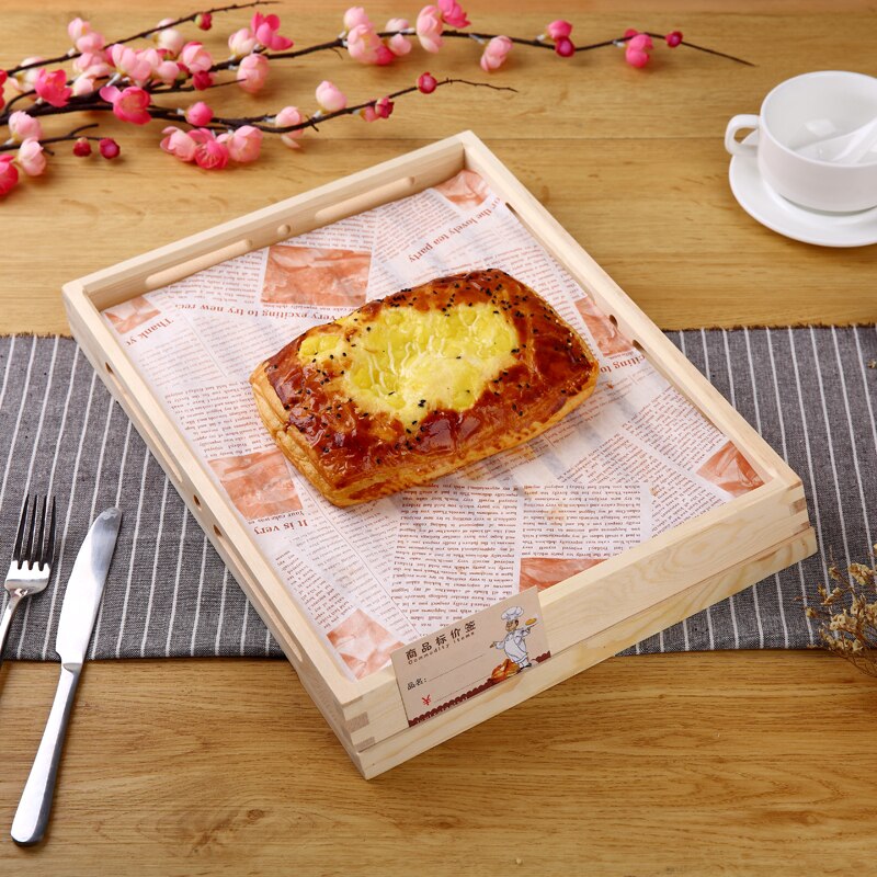 Eco-Friendly Wooden Serving Tray Natural Color Wood Cake Plate Bread Board Baking Store Display Plate Coffee/Tea Trays