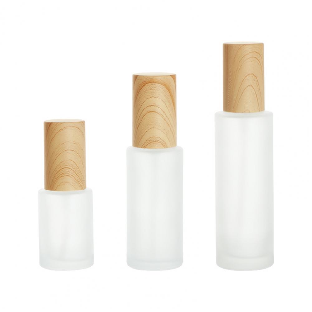 Bouteille vide de 30ml/50ml/80ml/10g/20g/30g, Surface mate avec couvercle en Grain de bois, vaporisateur de cosmétiques en verre pour voyage