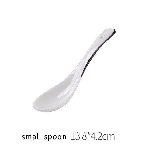 1pc vit mat tallrik uppsättning keramiska köks tallrik porslin set mat rätter ris sallad nudlar skål soppa kök kock verktyg: Liten sked