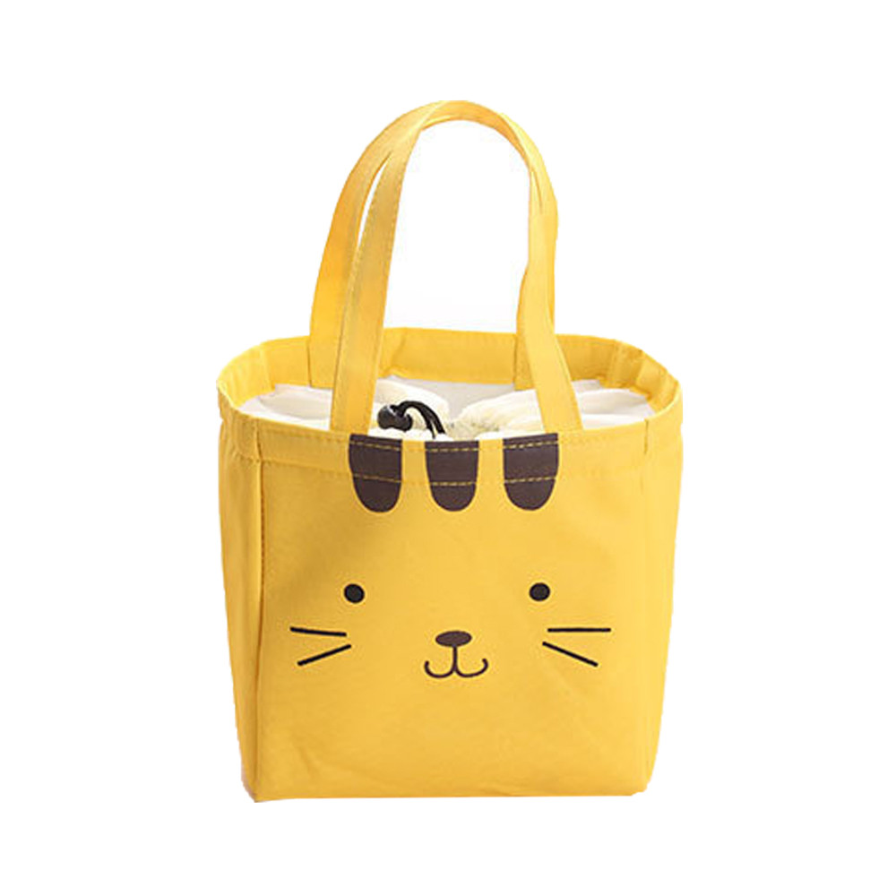 Lunch Box Cute Animal Thermal Insulated Tote Cooler Bag Bento Pouch Lunch Container life Storage sac isotherme repas: Yellow