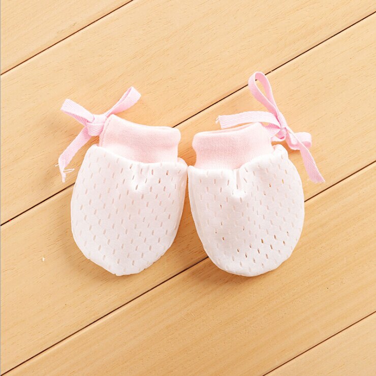 1 Pair Newborn Anti Coçar Luvas de Seda Gelo Macio Mitten Luvas de Proteção: Rosa