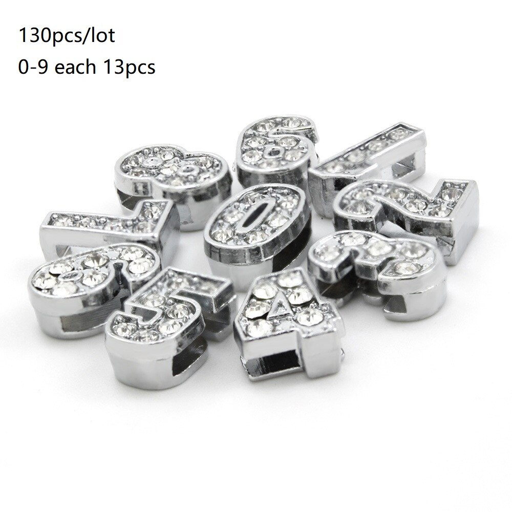 130 stuks/partij 8mm az strass schuifletters schuifbedels diy accessoires geschikt voor 8mm polsbandjes voor huisdierenhalsbanden: Strass-steentjes