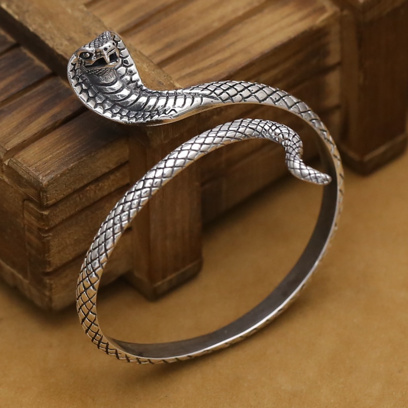 Regulowana bransoletka Viking Handmade Retro Cobra bransoletka węża