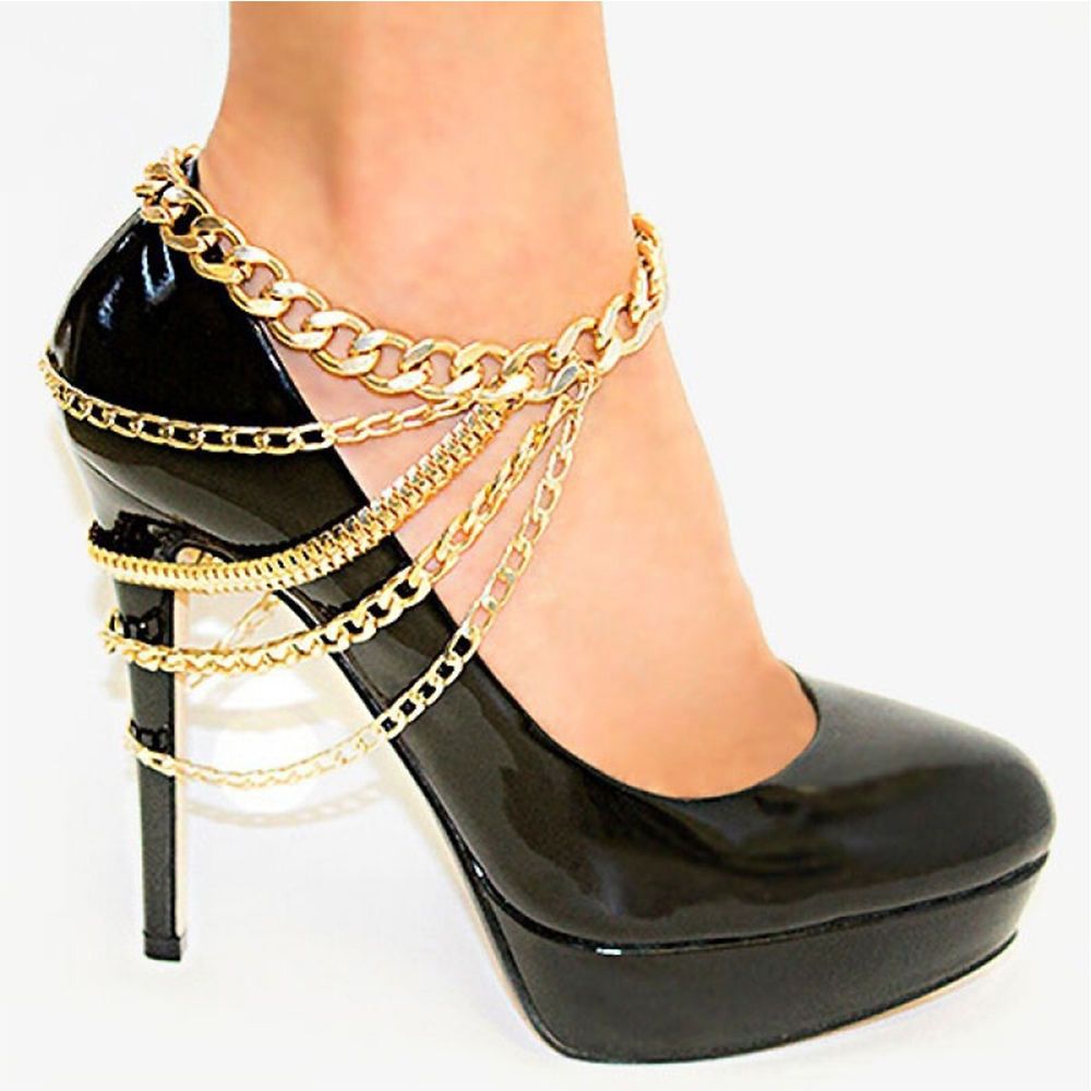 1 Piece Multi-layer Chain High Heel Shoe Simple Foot Ankle Beach Foot Jewelry For Women Girls Anklet