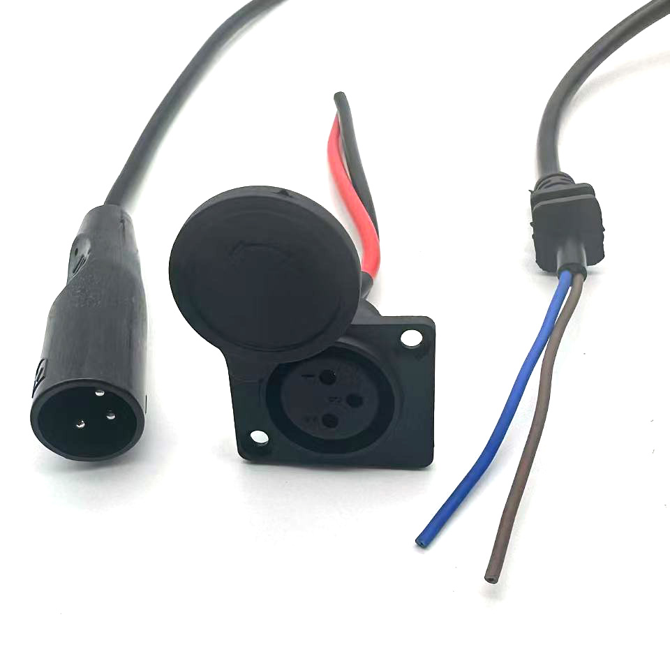 3Pin XLR Lithium Battery Charger Port Inline Plug Adapter Connector Jack Socket For E-Wheelchair Electric Scooters Parts E-Bike
