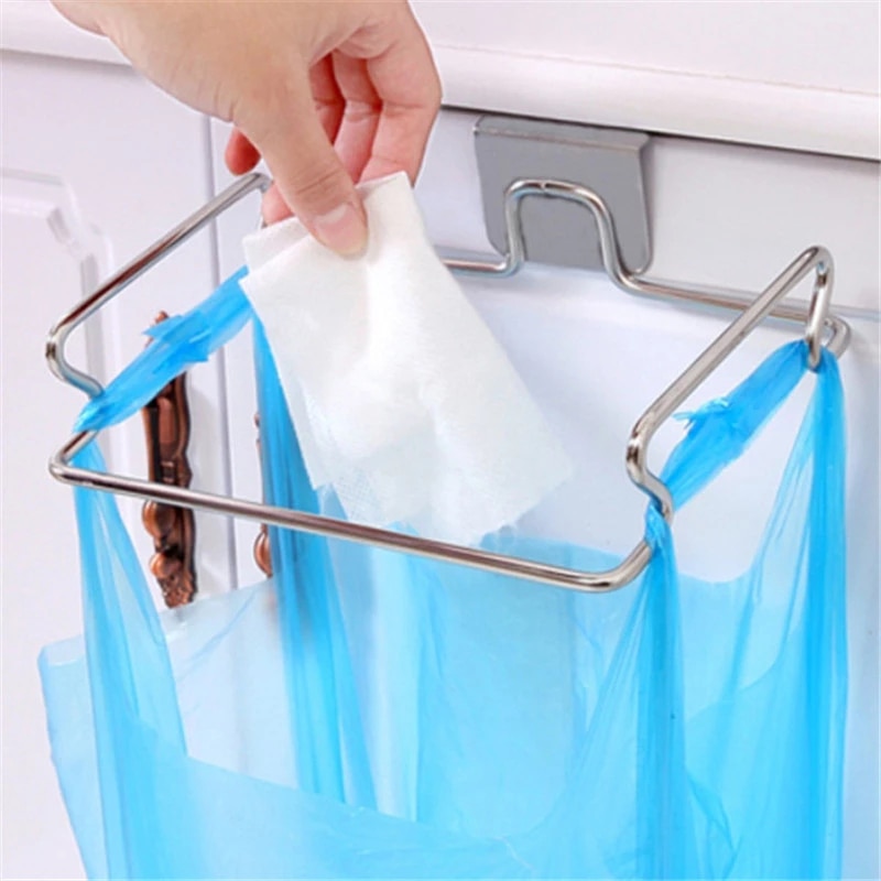 Trash Bag Holder Storage Rack Organizer Garbage Hanging Cupboard Cabinet Door Rubbish Bags Towel Holding Kitchen Trash Holder