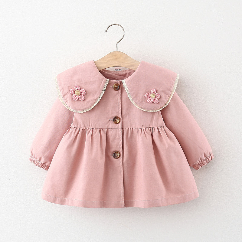 LZH New Toddler Baby Girls Spring Trench Coat For Infant Girl manica lunga Casual giacca a vento cappotto Outwear per bambini 1-4 anni: Pink / 100-10 Hight 90-100c