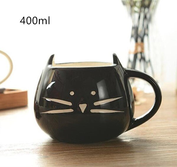 400 Ml Leuke Kat Dier Koffie Melk Mok Creatieve Keramische Kopjes Porselein Thee Mokken Ontbijt Drinkware Leuke Cadeaus: Black A