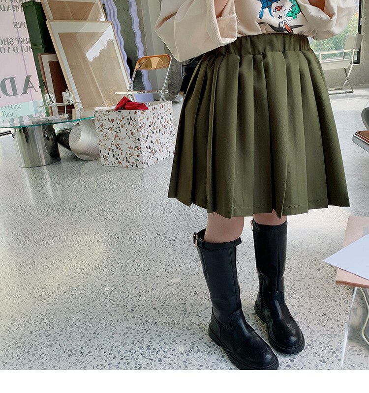 Gonne a pieghe verde primavera bambina gonna carina bambina 2-7Y