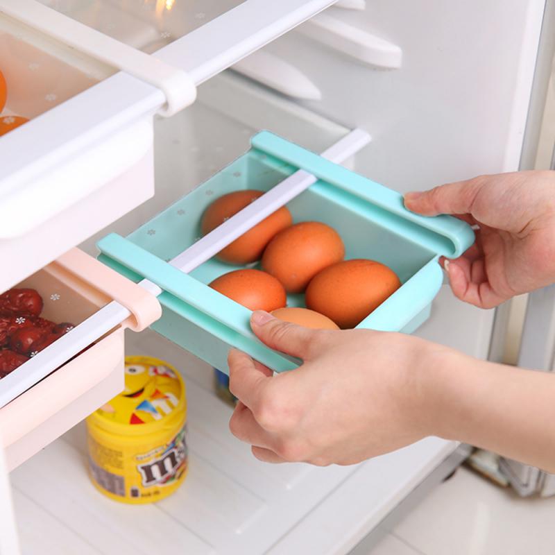 Mini DIY Slide Kitchen Fridge Freezer Space Saver Organization Storage Rack Bathroom Shelf Rack Organizer Holder