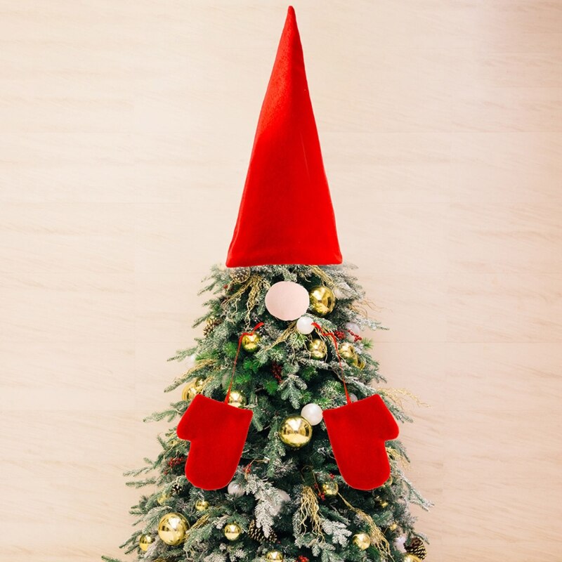 Julgran topper hatt svensk tomte tomte prydnad prydnad näsa handskar set julfest dekorationer heminredning