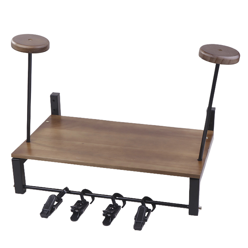 Wooden Motorcycle Helmet Rack With Shelf, Wall-Mounted Helmet Display Stand Compatible With Helmets - Holds 2 Helmets