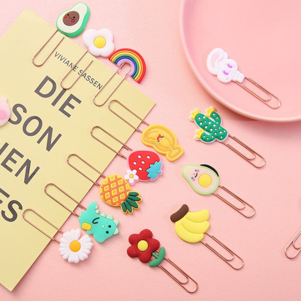 Animals Flower Paper Clips Bookmarks Kids Cute Book Mark Paper Clips Desk Organizer Stationery Office School Supply