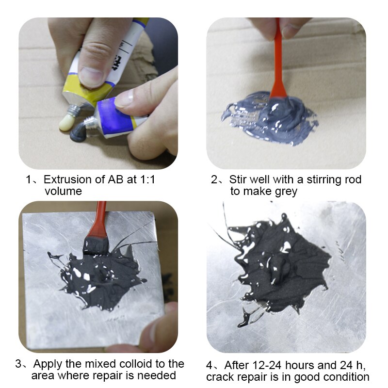 Colle pour réparation de métaux A + B 100g, Super colle pour fer à queue complète, colle dédiée à la soudure, réservoir d'eau de voiture, colle spéciale pour fuite