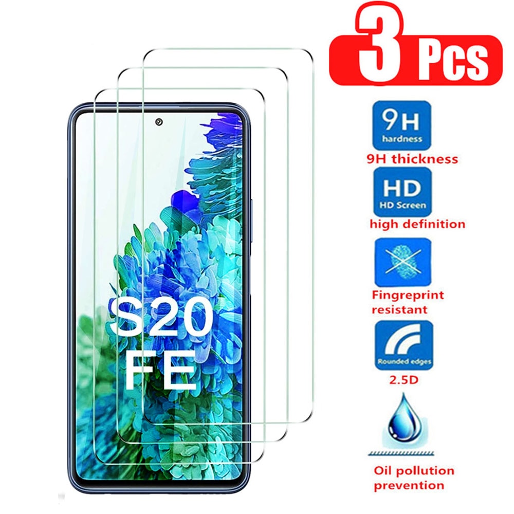 3 stuks screenprotector voor samsung galaxy  s20 fe a50 a40 a60 m51 a21s gehard glas beschermglas op samsung  s20 fe 5g glas