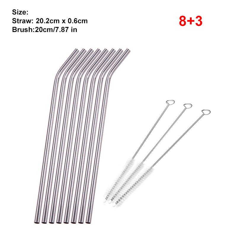 Pailles en métal réutilisables, 1, 4, 6, 8 pièces, en acier inoxydable, avec brosse de nettoyage, accessoires pour tasses et bars: 26