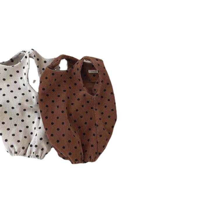 9479c roupas de bebê recém-nascido infantil polka-dot veludo sem mangas macacão primavera bebê menino colete macacão da criança uma peça