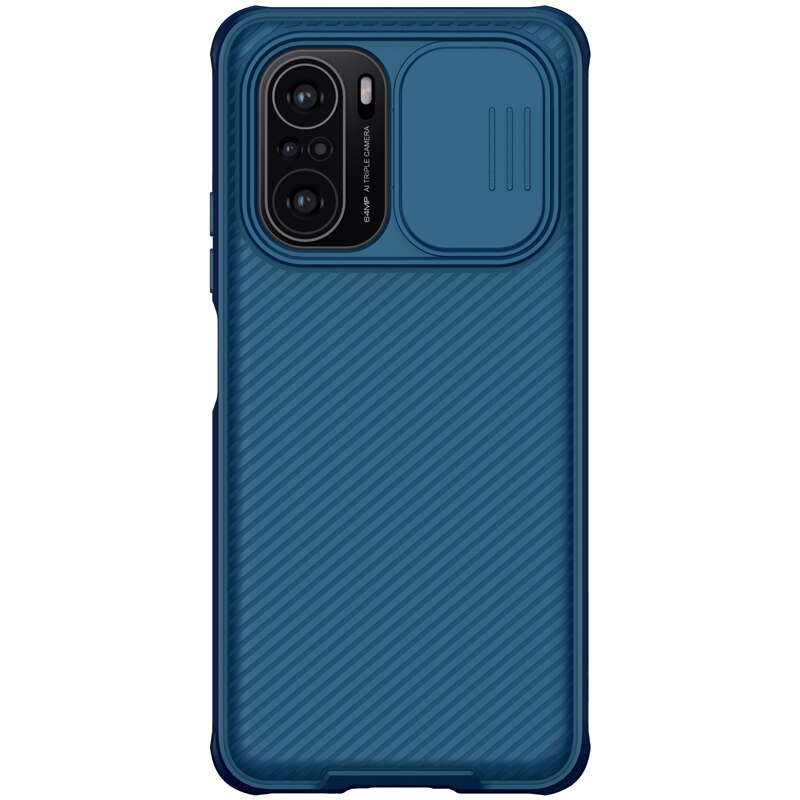 Nillkin – coque Ultra-fine pour Xiaomi Poco F3, avec motif givré, étui pour appareil photo coulissant: Camshield Blue