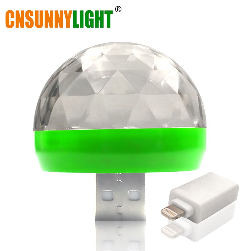 Cnsunnylight mini led auto decoratieve interieur neonlampen usb sfeerlicht dj rgb kleurrijke muzieklamp disco feest autostyling: Groene appelstekker