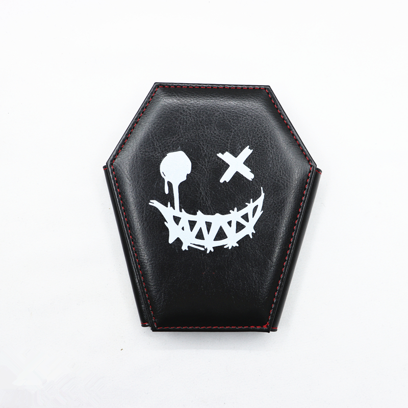 Dark Style Coffin Coin Purse Halloween Pattern Clutch Zipper Wallet PU Leather Trendy Purse
