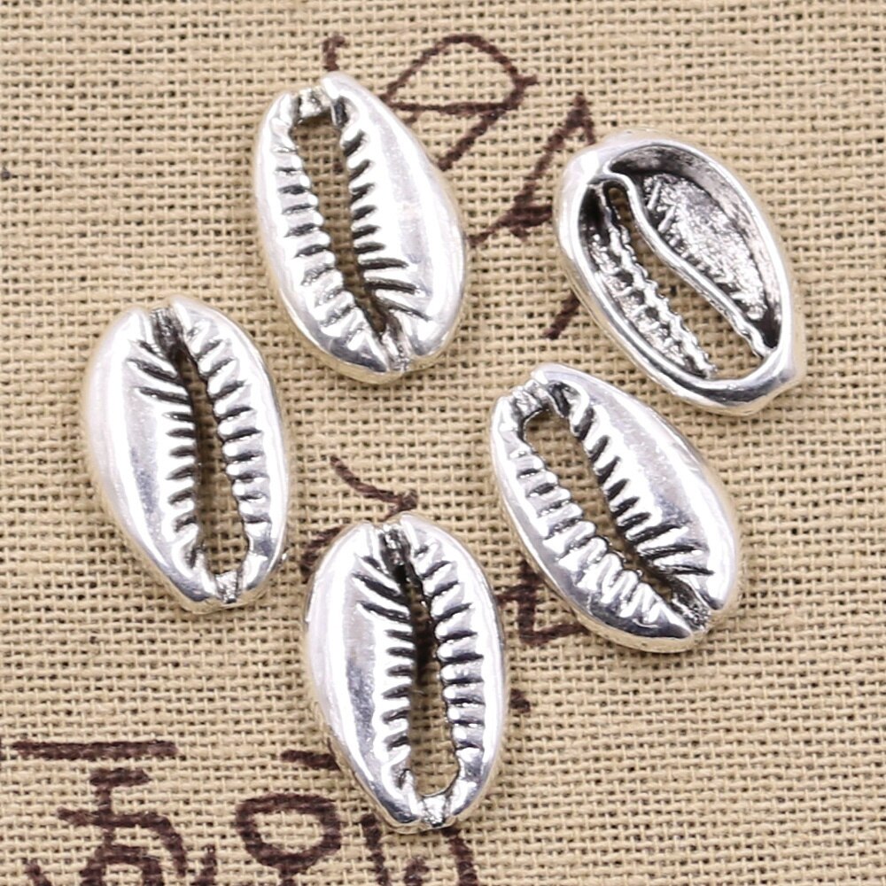 8pcs Pendenti E Ciondoli Della Boemia Ciprea Conchiglia Borsette 19x12mm Argento Antico di Colore Pendenti Con Gemme E Perle Che Fanno FAI DA TE Fatti A Mano Tibetano Finding gioielli